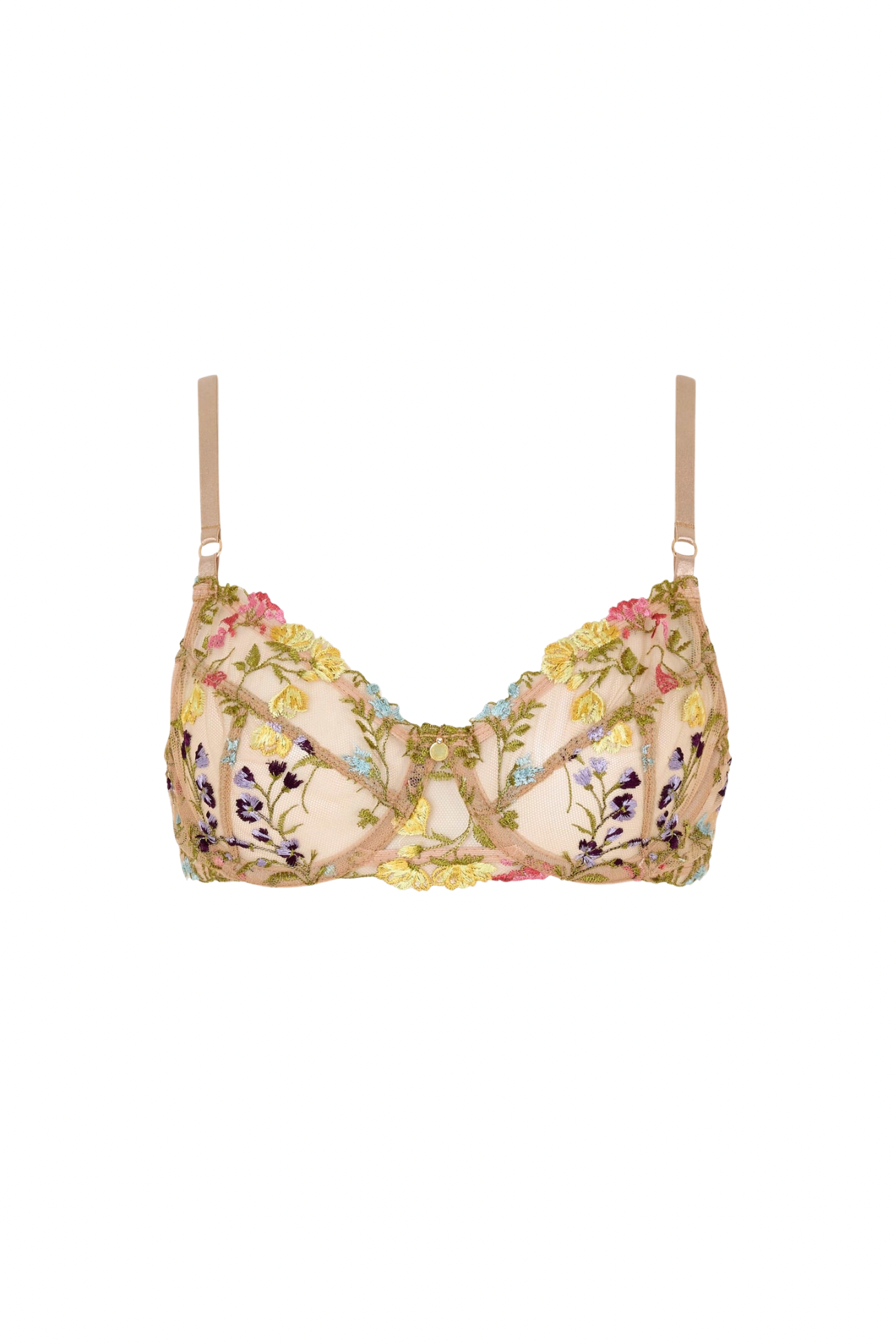 Wicked Unlined Sunlit Petals Bra Caramel Strap & Thong